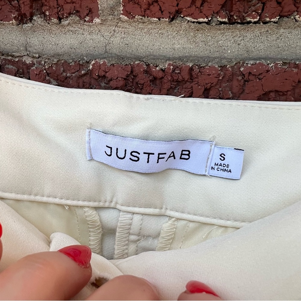 JustFab Cream High Waisted Wide Leg Dress Pants Trousers Shorts - Picture 3 of 3
